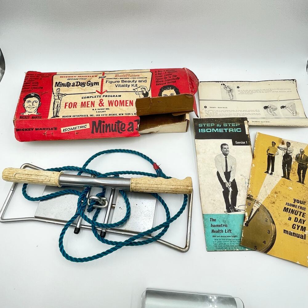 Bonnie Prudens Mickey Mantle Minute A Day Gym Kit 1960s Manuals Yankees Vtg